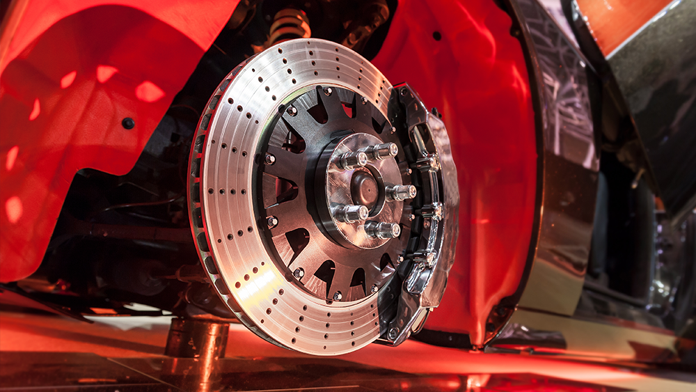 Close-up image of a glazed brake pad surface