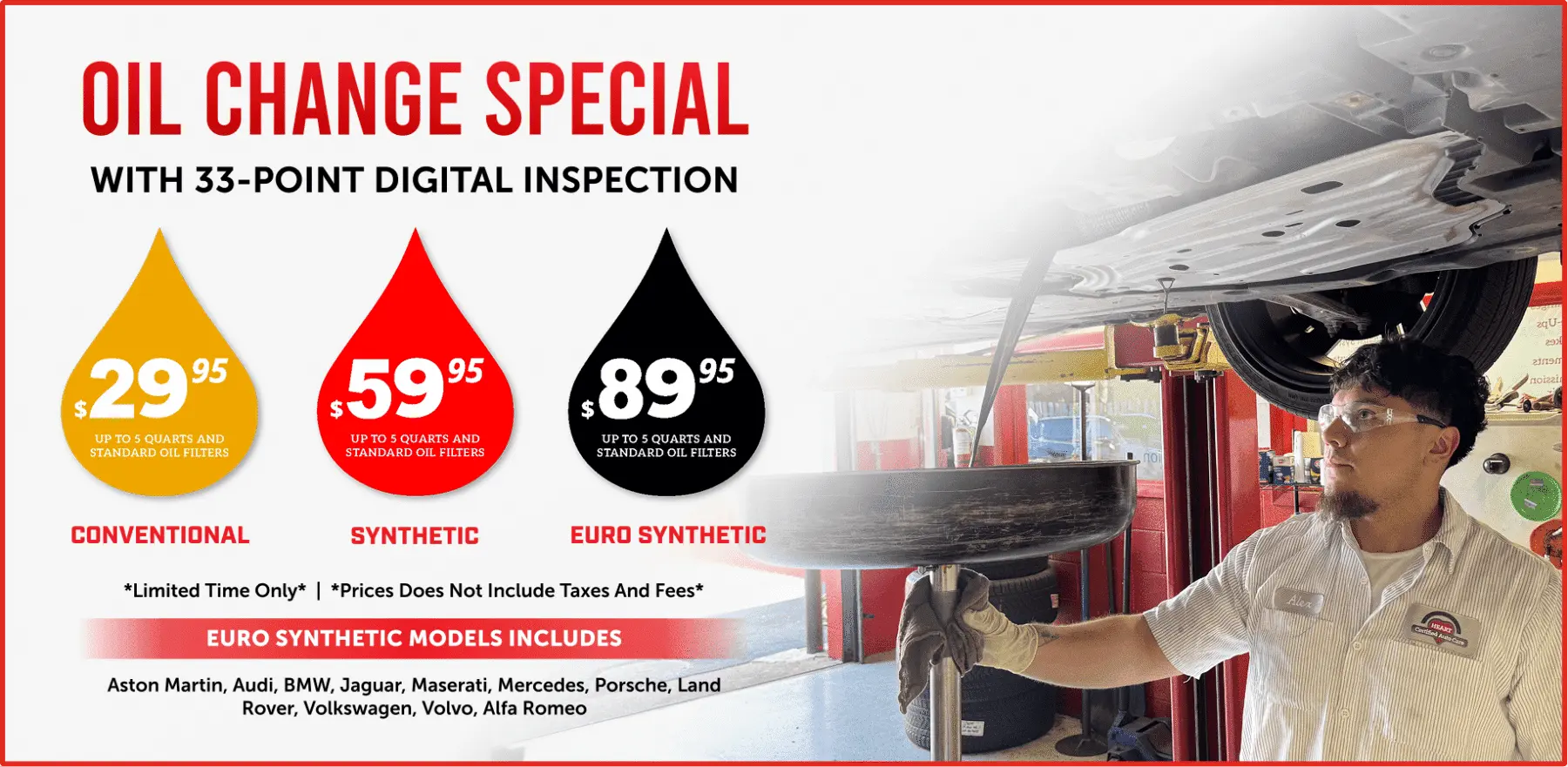 Oil Change Special with 33 point digital inspection promotion