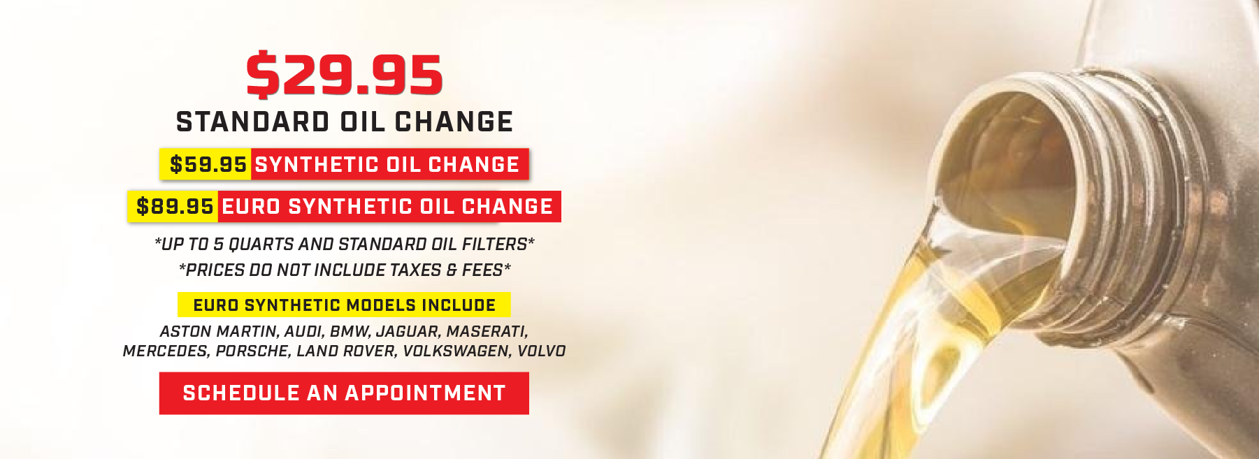 $29.95 conventional oil change
