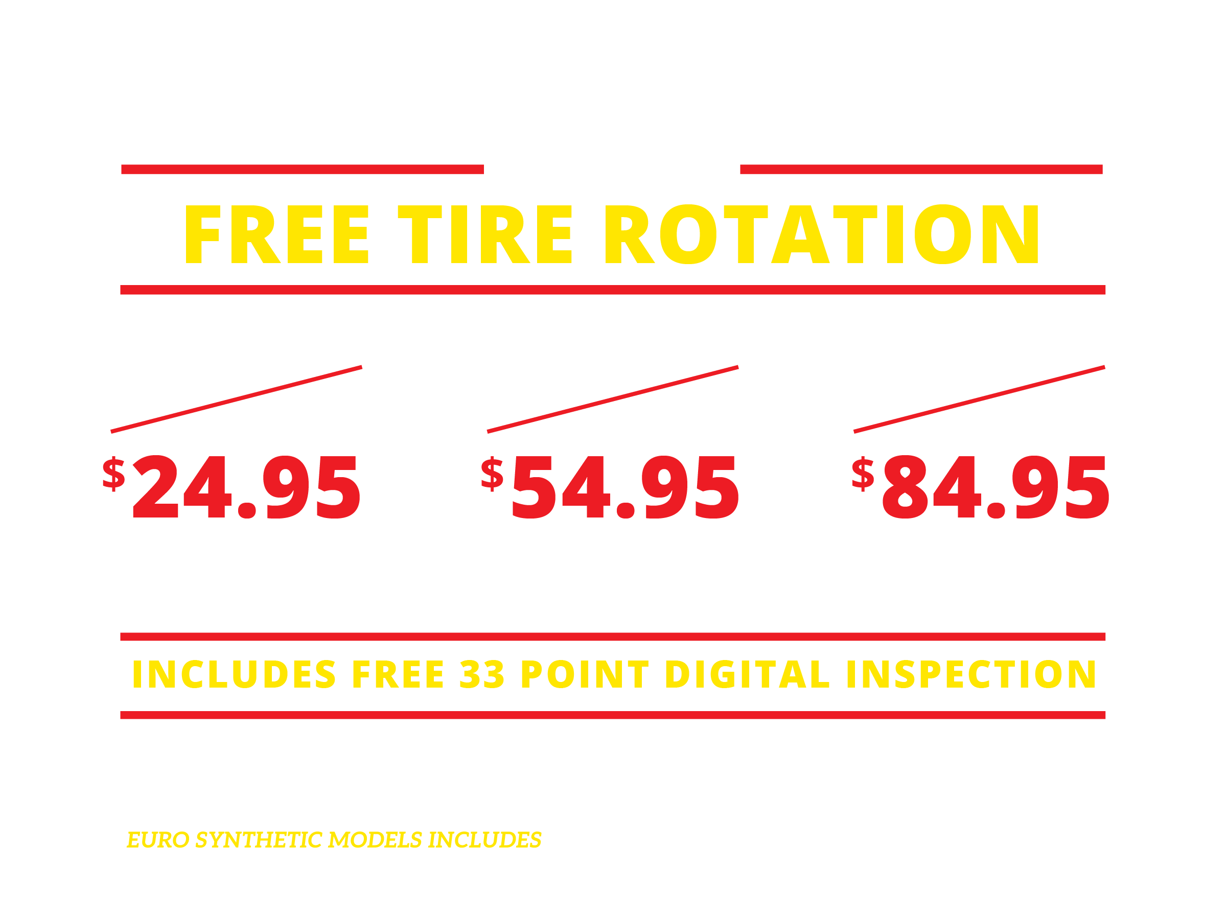 Oil change pricing details and promotion information