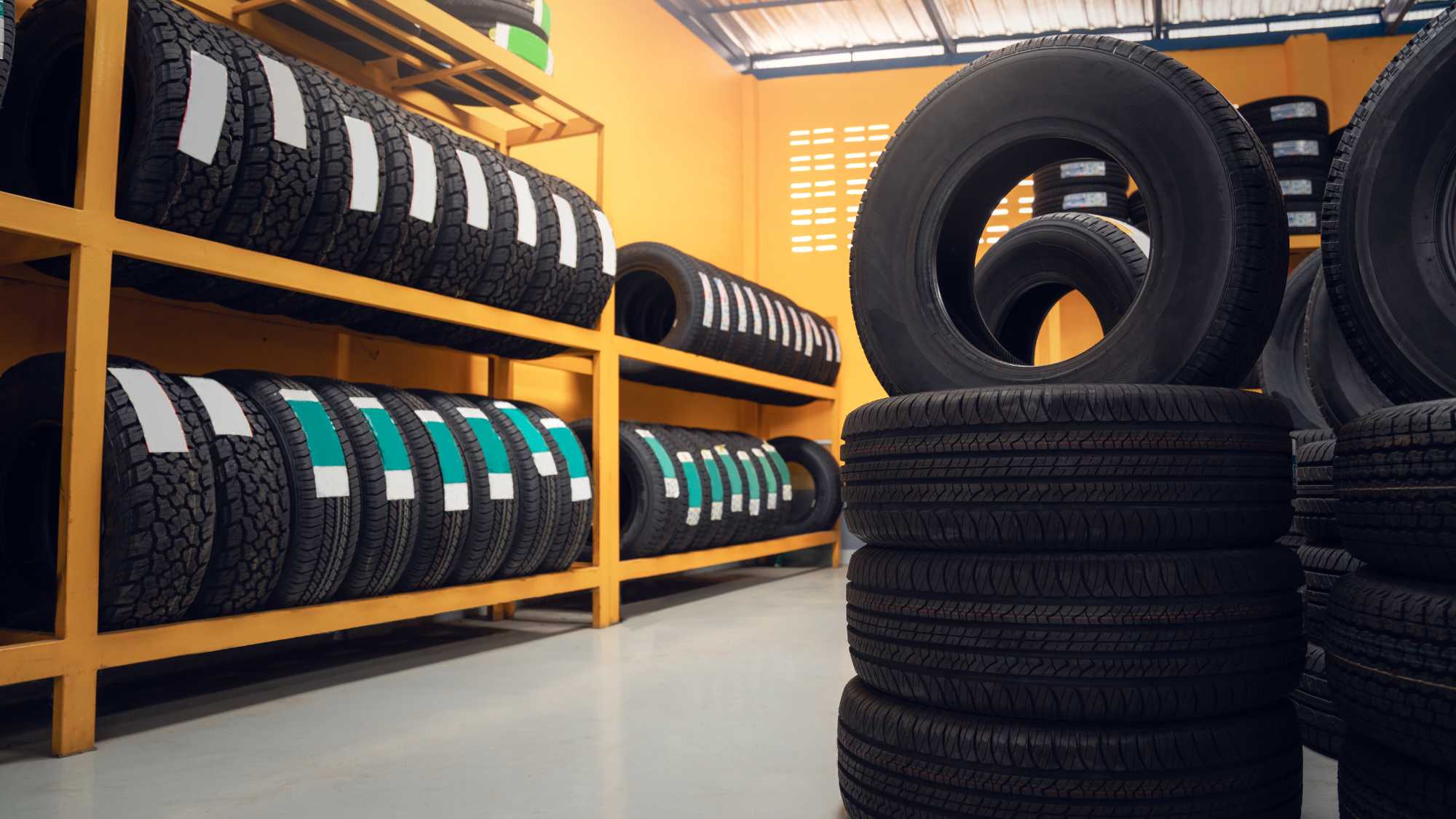 Technician installing and balancing tires at a Libertyville tire shop