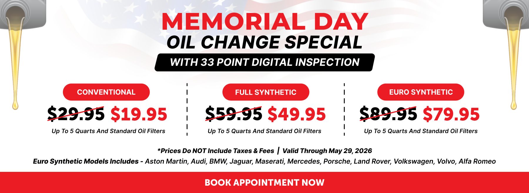 Memorial day oil change special