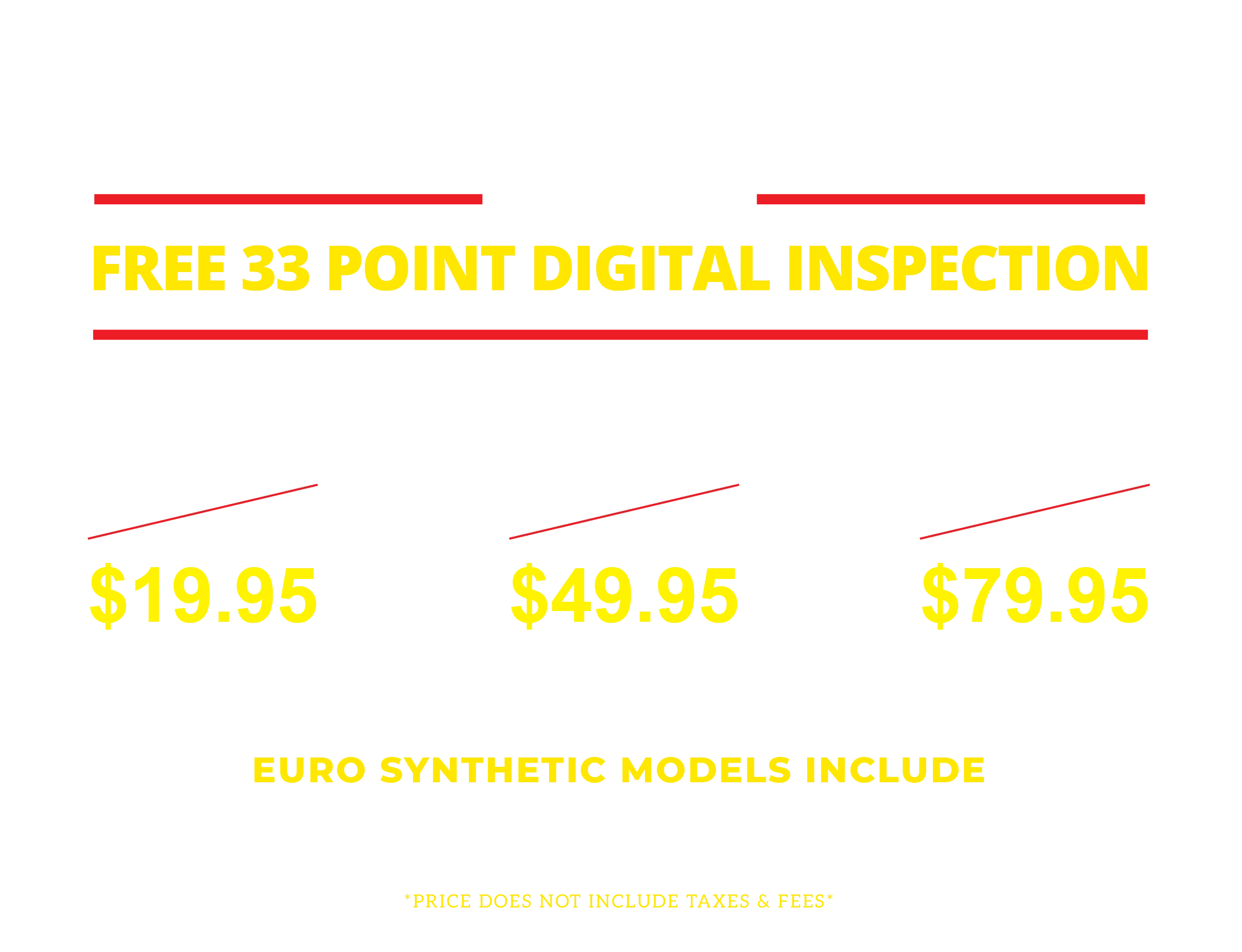 Oil change pricing details and promotion information