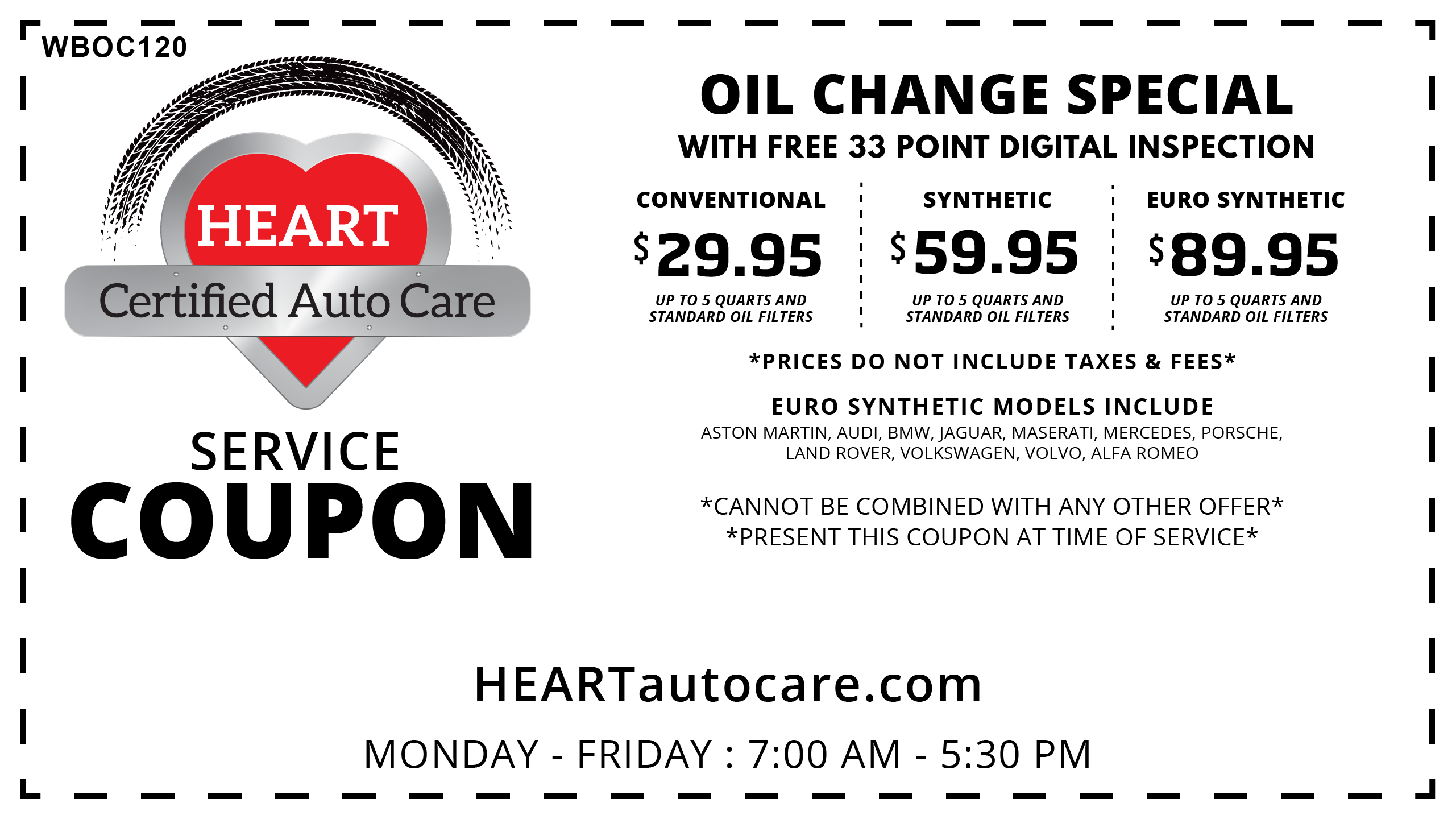 Oil Change Coupon - Save on your weekly service