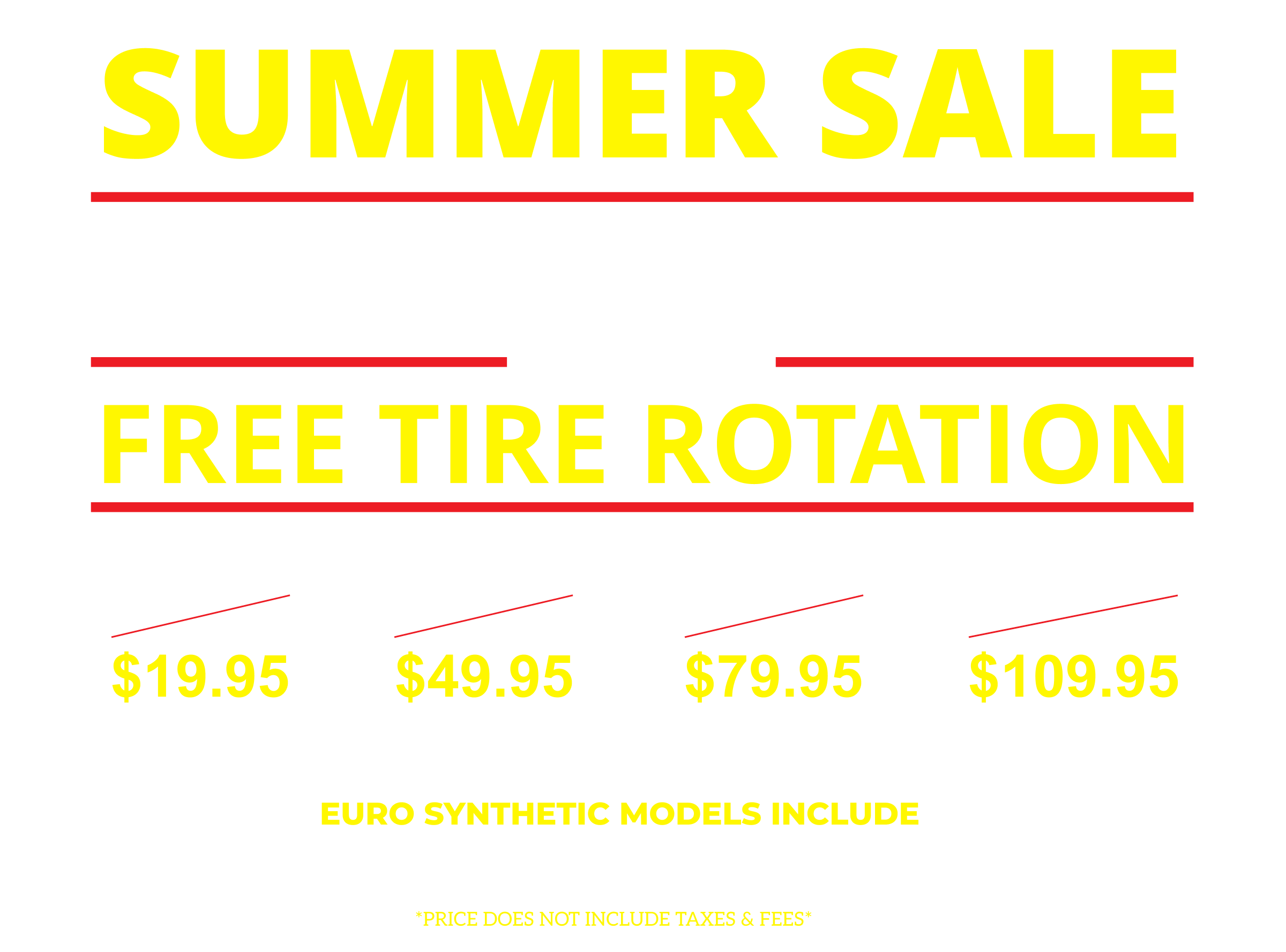 Oil change pricing details and promotion information