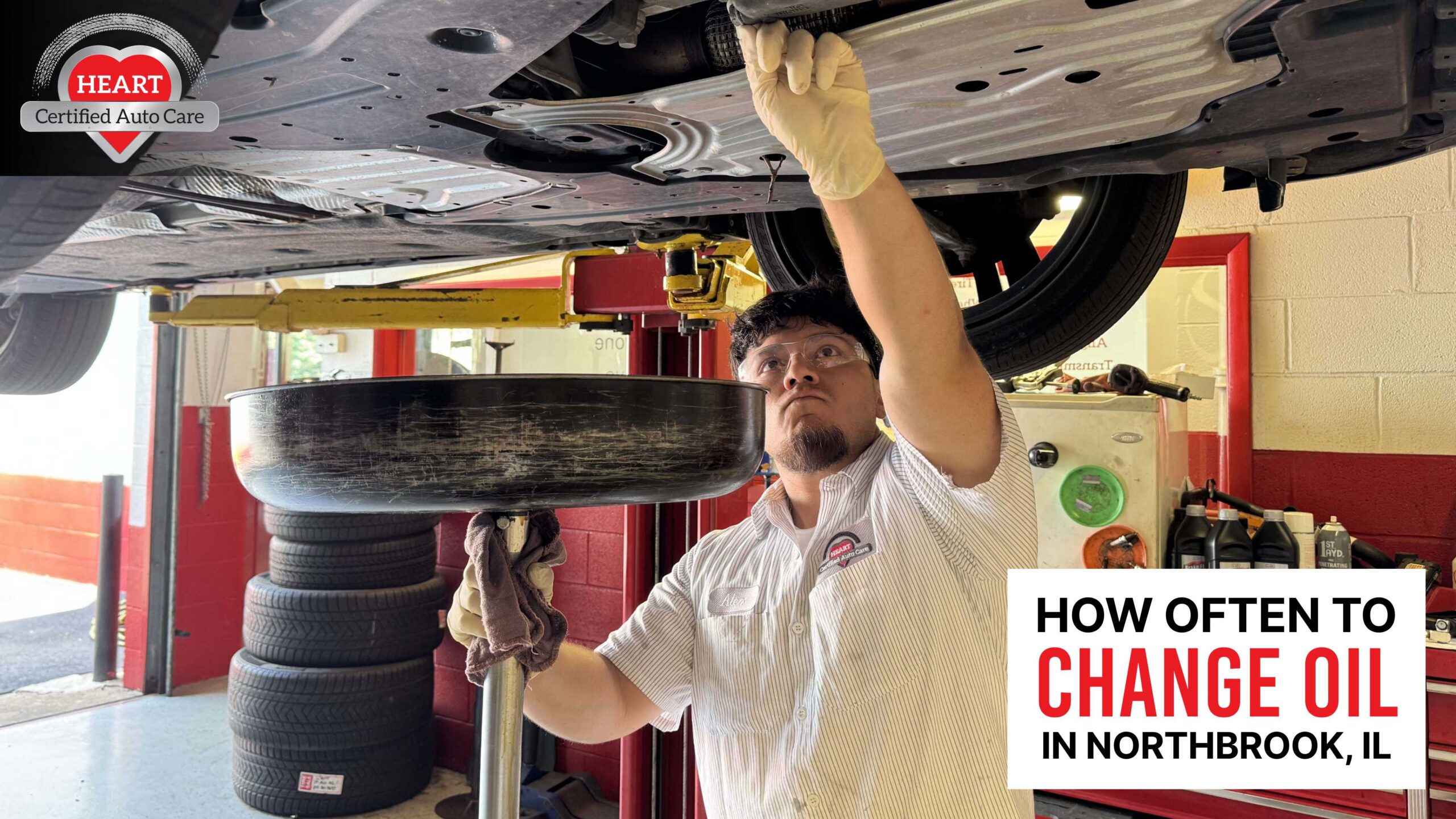 Technician performing synthetic oil change in Northbrook IL