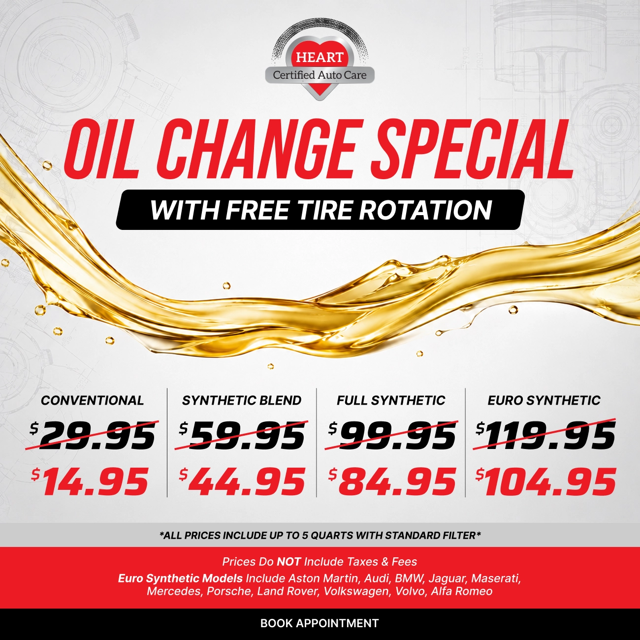 Oil change with free tire rotation