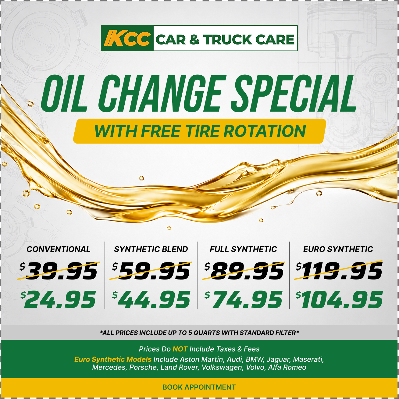 Oil Change Special with free tire rotation promotion