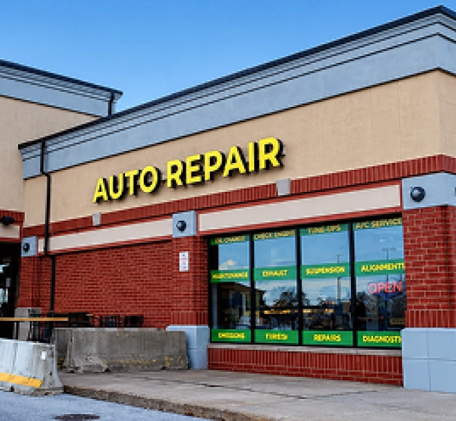 Exterior of the auto repair shop